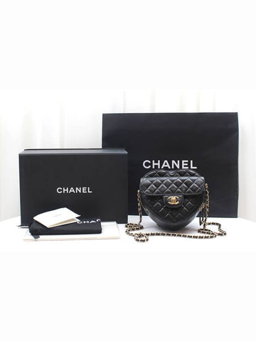 Heart chain bag large black gold AS3191 - CHANEL - BALAAN 1