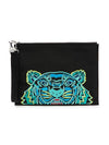 tiger logo embroidered clutch bag black - KENZO - BALAAN.