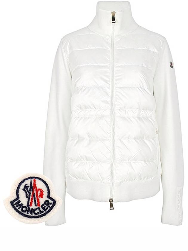 White Tricot Logo Knit Mix Goose Down Zip up 9B00046 M1131 030 00665 - MONCLER - BALAAN 1