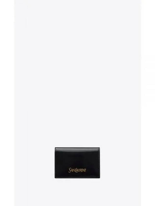 Leather Business Card Wallet Black - SAINT LAURENT - BALAAN 2