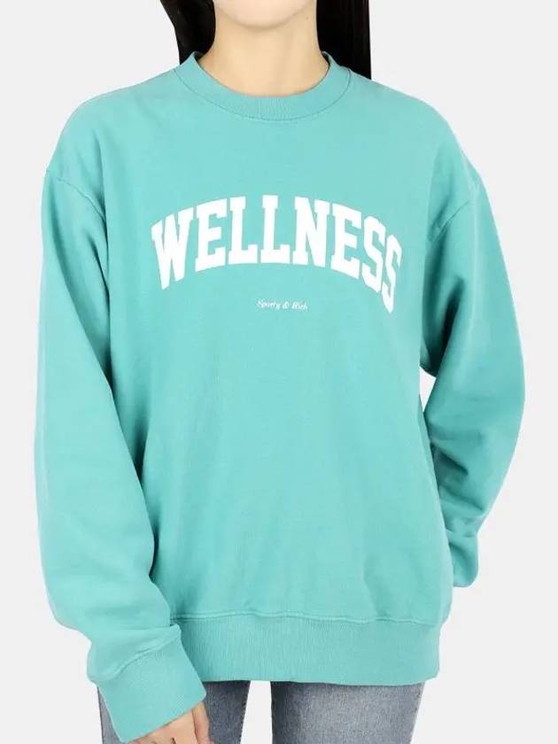 Women's Wellness Sweatshirt Blue Green WELLNESS IVY CREWNECK FADED TEAL WHITE - SPORTY & RICH - BALAAN 2