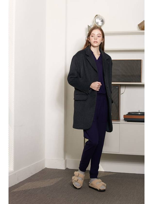 Surf clam WOOL Coat Chacoal Surf clam wool single coat charcoal - VIBEREEN - BALAAN 9