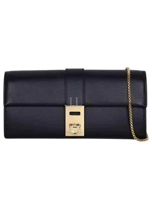 Hug Shoulder Chain Long Wallet Black - SALVATORE FERRAGAMO - BALAAN 2