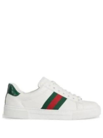 Ace Web Leather Low Top Sneakers White - GUCCI - BALAAN 2