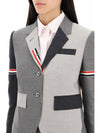 Two Fly Fun Mix Fresco Panel Blazer Jacket Grey - THOM BROWNE - BALAAN 3