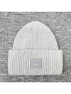 Face Patch Ribbed Wool Beanie Grey - ACNE STUDIOS - BALAAN 4