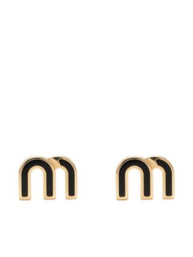 Enameled Metal Earrings Black - MIU MIU - BALAAN 5