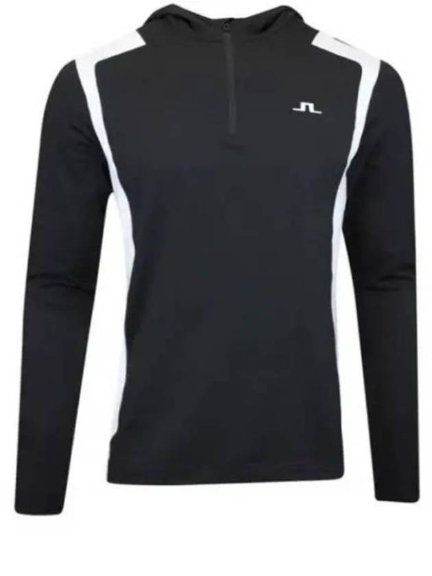 Lucas Quarter Zip Hooded Long Sleeve T-Shirt Black - J.LINDEBERG - BALAAN 1