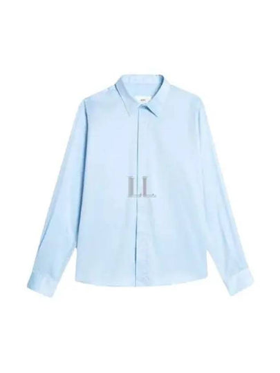 Hidden Button Long Sleeve Shirt Sky Blue - AMI - BALAAN 2