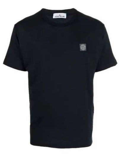 Pisato Effect Logo Patch Short Sleeve T-Shirt Navy - STONE ISLAND - BALAAN 2