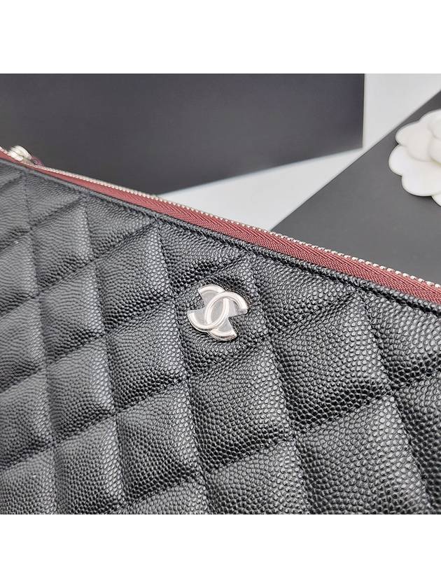 Classic Clutch Pouch Caviar New Medium Black Silver A82545 - CHANEL - BALAAN 6