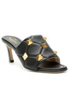 Women's Roman Studded Quilted Sandal Heels Black - VALENTINO - BALAAN 4