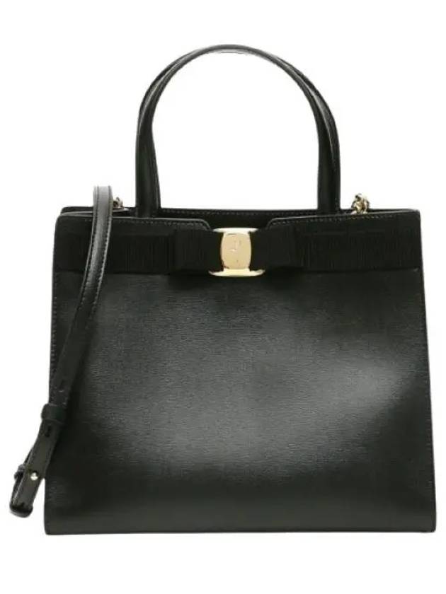 Vara Bow Top Handle Tote Bag Black - SALVATORE FERRAGAMO - BALAAN 2