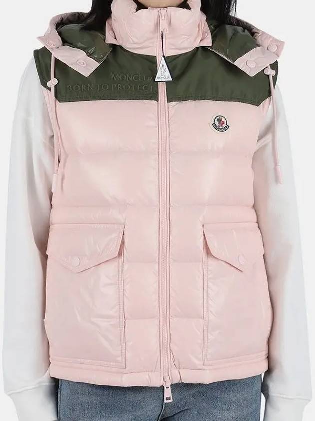 Women's Chevrolet Ciboure Hooded Padded Vest Pink - MONCLER - BALAAN.