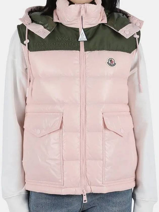 Women's Chevrolet Ciboure Hooded Padded Vest Pink - MONCLER - BALAAN.