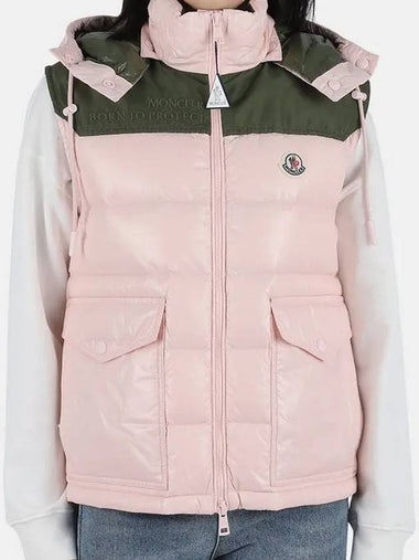 Women's CIBOURE Padded Vest Pink Khaki 1A00101 53A0E 50J - MONCLER - BALAAN 1