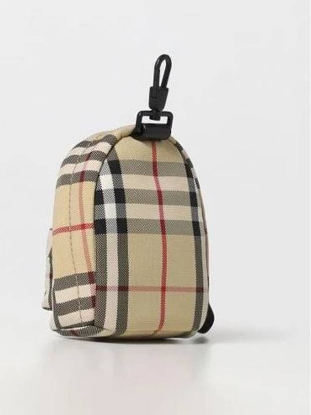 Jett Check Mini Canvas Backpack Charm Key Holder Beige - BURBERRY - BALAAN 4