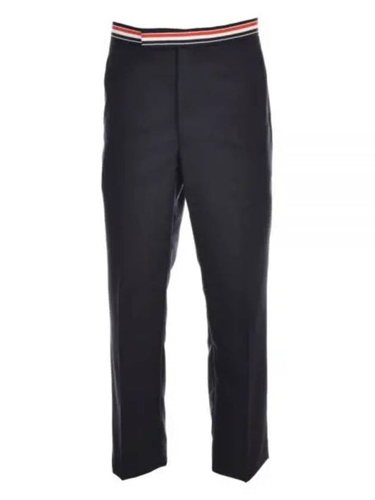 Low Rise Backstrap Super 120 Twill Straight Pants Navy - THOM BROWNE - BALAAN 2