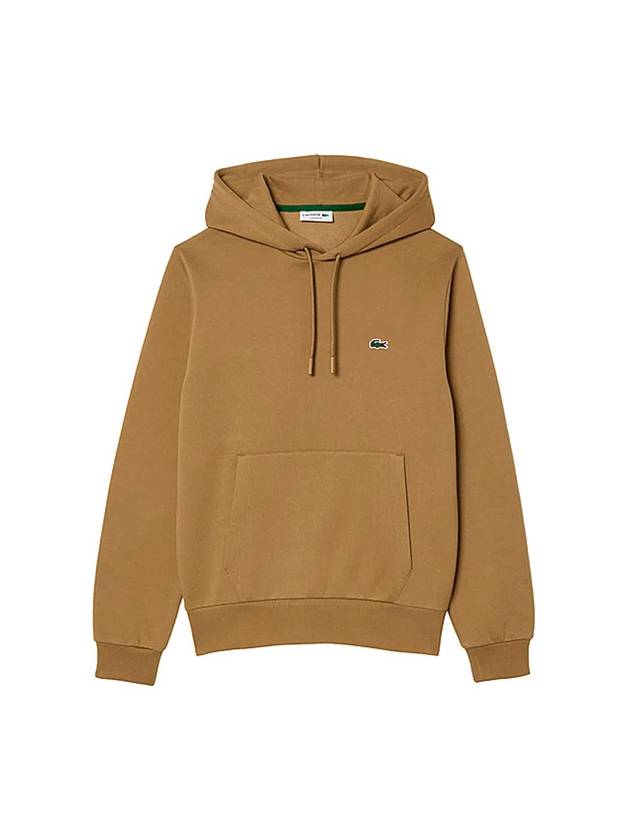 Logo Patch Organic Cotton Hoodie Brown - LACOSTE - BALAAN 1