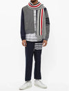 three-stripe cable muffler gray - THOM BROWNE - BALAAN.