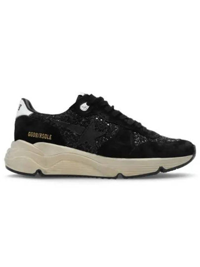 Women's Running Sole Glitter Leather Low Top Sneakers Black - GOLDEN GOOSE - BALAAN 2