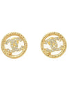 Crystal CC Logo in Circle Earrings Gold - CHANEL - BALAAN 1