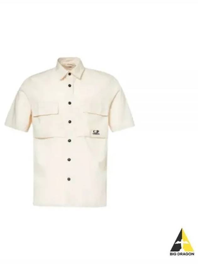 Cotton Rip-Stop Short Sleeve Shirt Beige - CP COMPANY - BALAAN 2