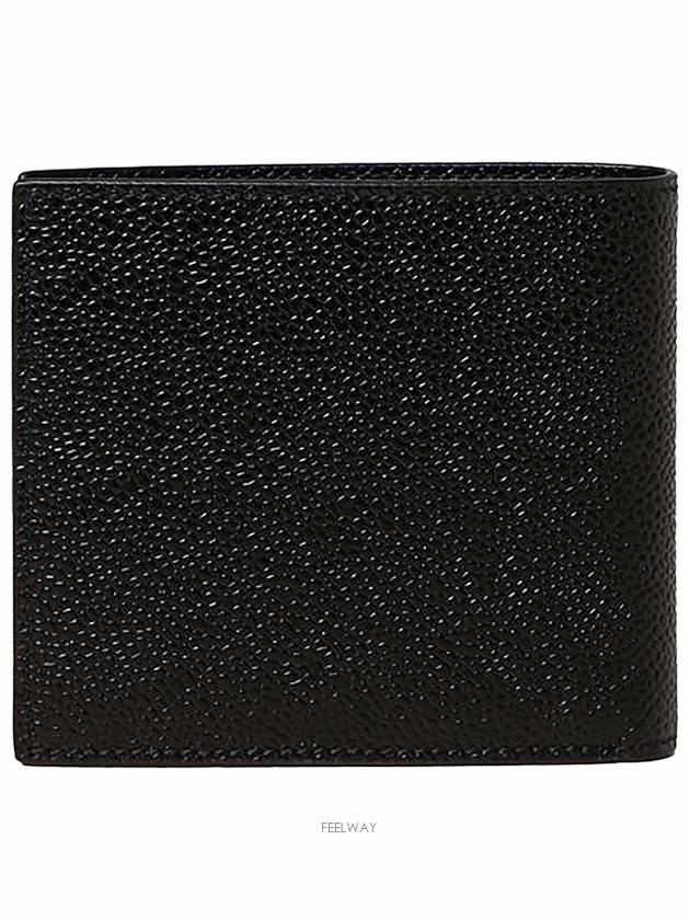 Pebble Grain Leather Half Wallet Black - THOM BROWNE - BALAAN 3