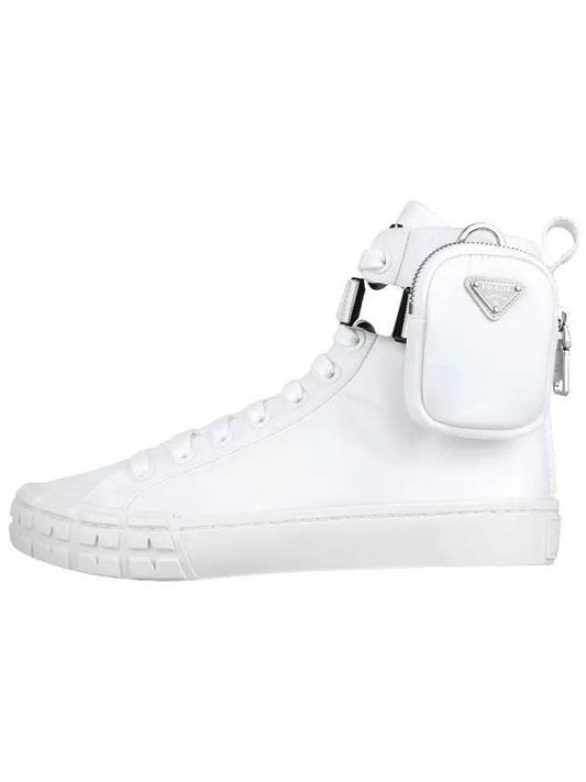 Pouch Re-Nylon Wheel High Top Sneakers White - PRADA - 1