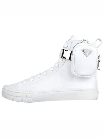 Pouch Re-Nylon Wheel High Top Sneakers White - PRADA - BALAAN 1