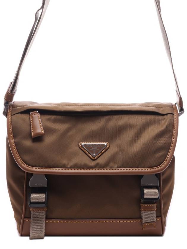 Re-Nylon Leather Shoulder Bag Cork Beige - PRADA - BALAAN 3