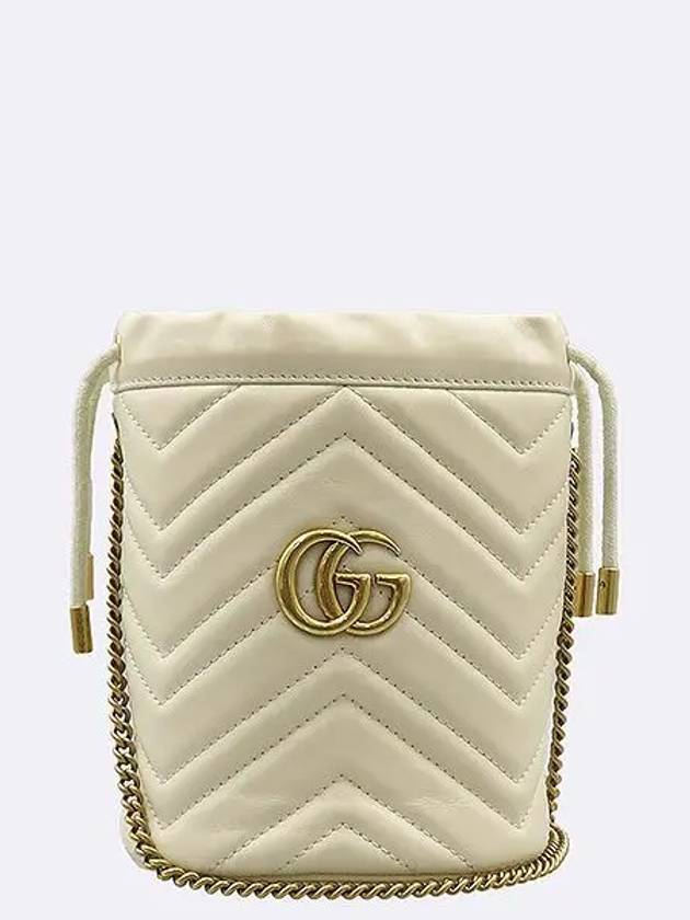 575163 Ivory leather GG Marmont mini bucket cross bag - GUCCI - BALAAN 2