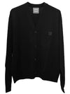 WYM Patch Pullover V-Neck Cardigan Black - WOOYOUNGMI - BALAAN 2