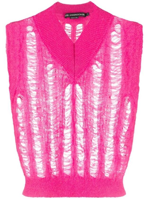 V-Neck Open Knit Vest Pink - ANDERSSON BELL - BALAAN 1