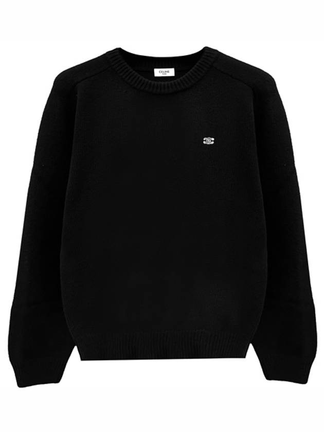 Triomphe crew neck wool cashmere knit top black - CELINE - BALAAN 2