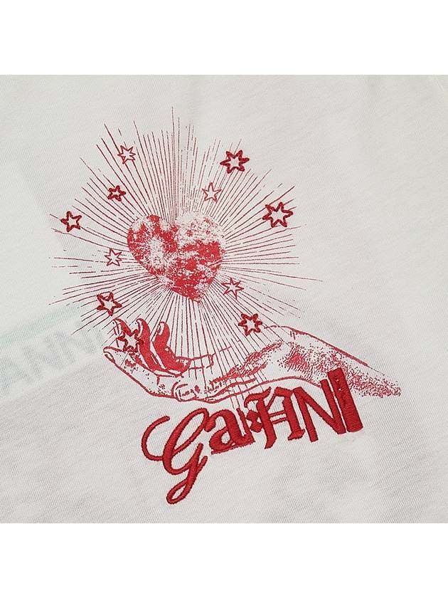 Logo Print Crew Neck Short Sleeve T Shirt White - GANNI - BALAAN 7