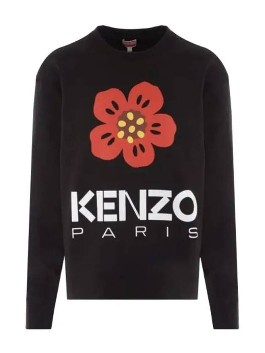 Men's Boke Flower Print Sweatshirt Black - KENZO - BALAAN.