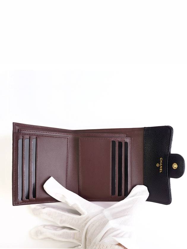 Small Classic Flap Wallet Grained Calfskin & Gold Black - CHANEL - BALAAN 8