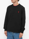 Small Heart Logo Long Sleeve T-Shirt Black - AMI - BALAAN 3