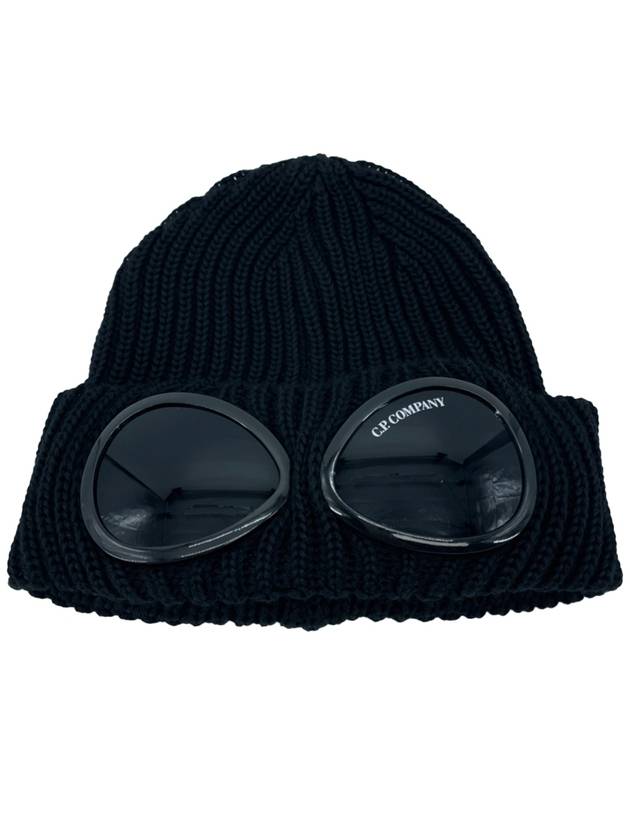 Extra Fine Merino Wool Goggle Beanie Black - CP COMPANY - BALAAN 3