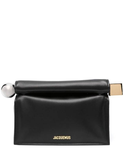 Round Square Logo Clutch Bag Black - JACQUEMUS - BALAAN 2