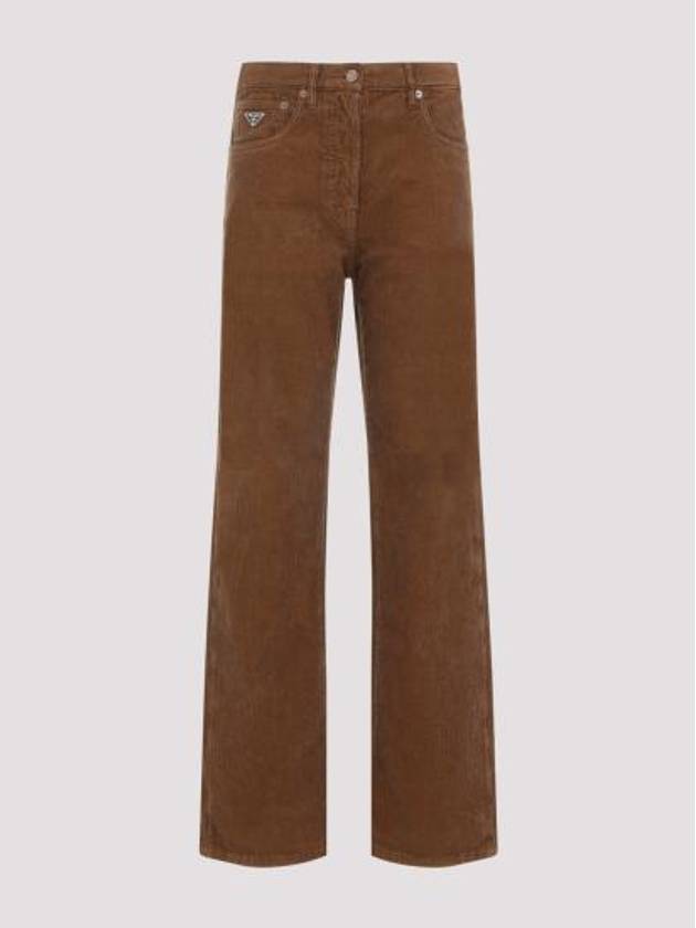 Corduroy Wide Pants Brown - PRADA - BALAAN 4