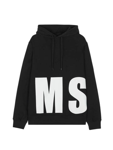 Big Logo Print Cotton Hoodie Black - MSGM - BALAAN 1