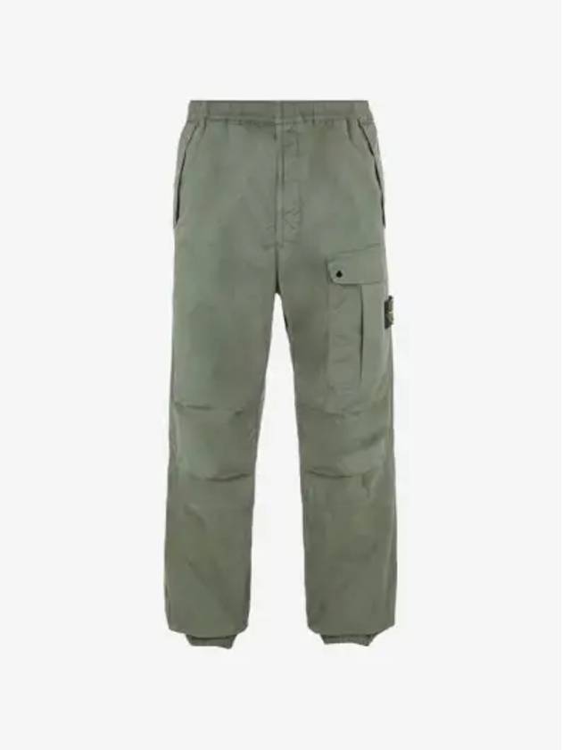 Logo Twill Cotton Cargo Track Pants Musk Green - STONE ISLAND - BALAAN 2