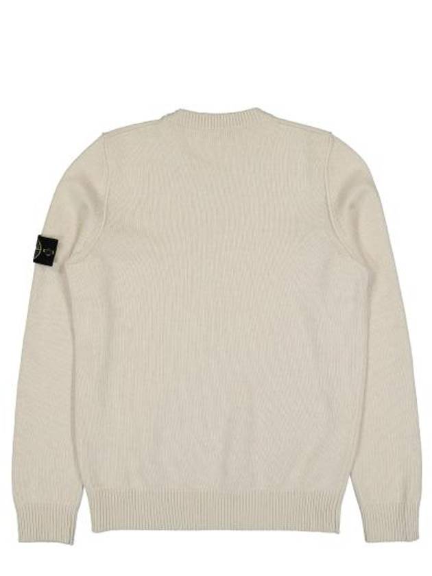 Logo Patch Crew Neck Wool Knit Top Off-White - STONE ISLAND - BALAAN 3