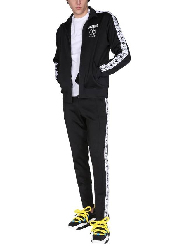 logo zip-up track jacket black - MOSCHINO - BALAAN 3