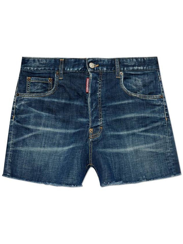 Dsquared2 Denim Shorts With Vintage Effect, Women's, Navy Blue - DSQUARED2 - BALAAN 1