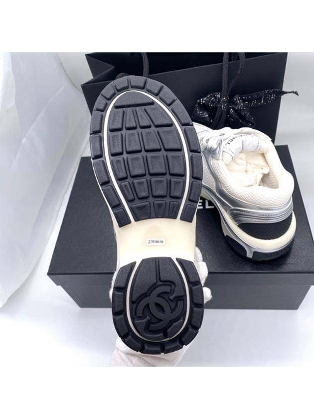 Fabric Laminated Low Top Sneakers Silver - CHANEL - BALAAN 9