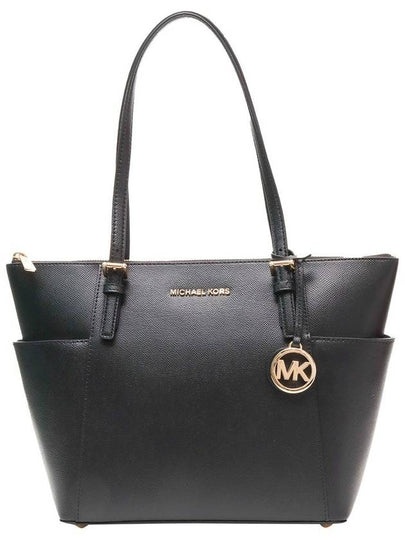 Jet Set Large Saffiano Leather Tote Bag Black - MICHAEL KORS - BALAAN 2