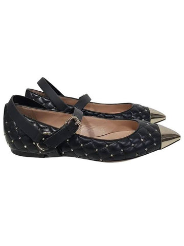 2S0E31 RZB 0NO Rockstud Flat Shoes Black - VALENTINO - BALAAN 1